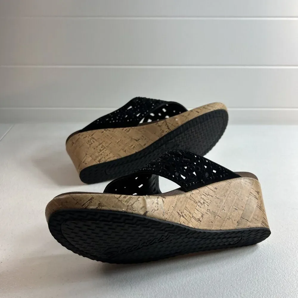 Skechers Women’s Sandal Size 5 Black Rhinestone Thong Bling